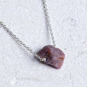 Raw Ruby Necklace (July Birthstone) - Amber House 