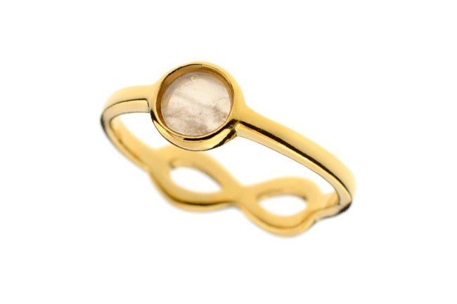 Rose Quartz Ring with Infinity symbol at the back - Amber House