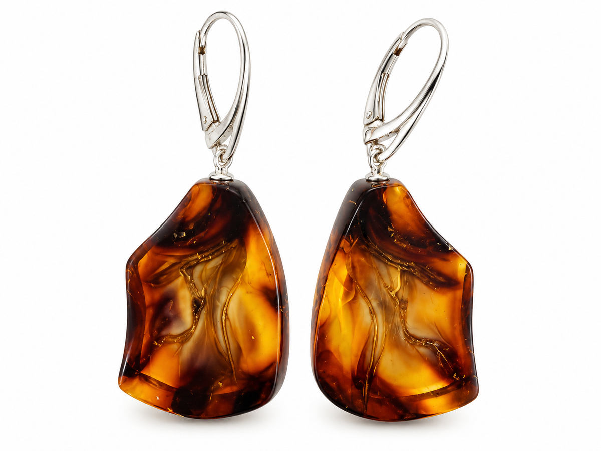 Natural Amber drop earrings