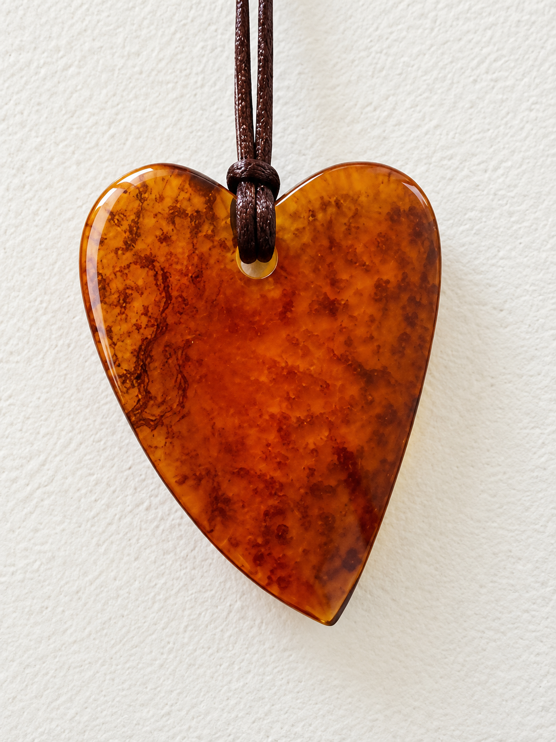 Amber Heart Pendant on Adjustable Cord