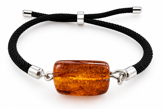 Cognac Baltic Amber Bracelet with Black Cord