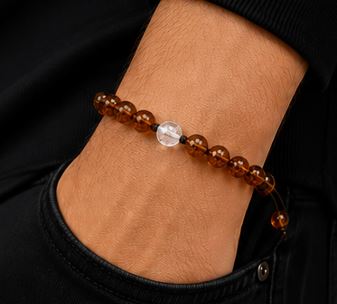 April Birthstone Amber Clear Quartz Bracelet