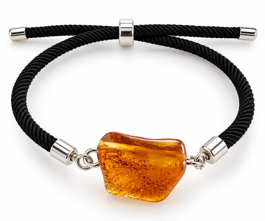 Honey Baltic Amber Bracelet with Black Cord