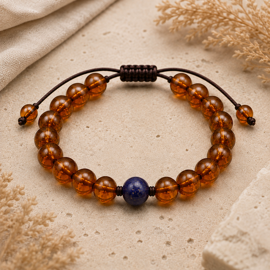 September Birthstone Amber Mens Bracelet