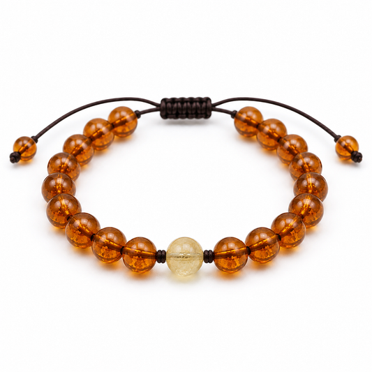 October Birthstone Amber Mens Bracelet