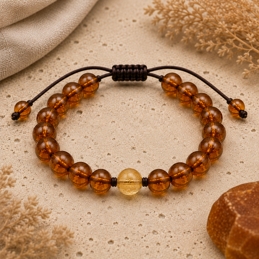 November Birthstone Amber Mens Bracelet