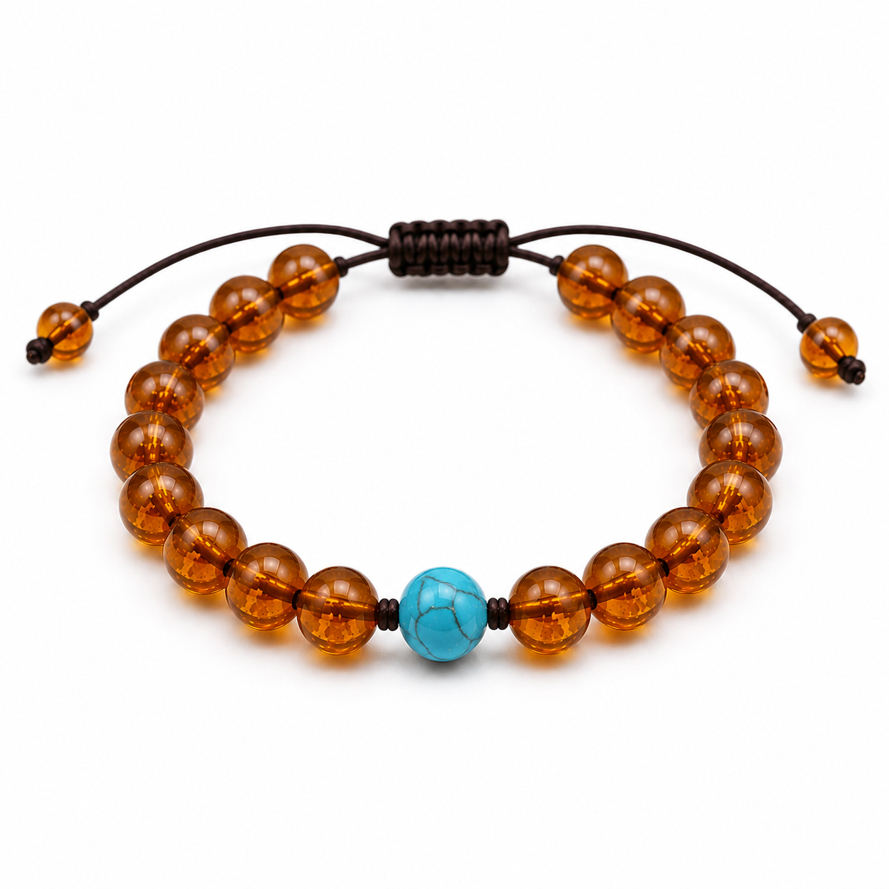 December Birthstone Turquoise Amber Mens Bracelet