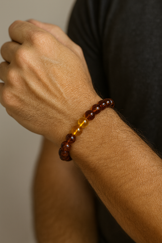 Men's  Bead Amber Bracelet