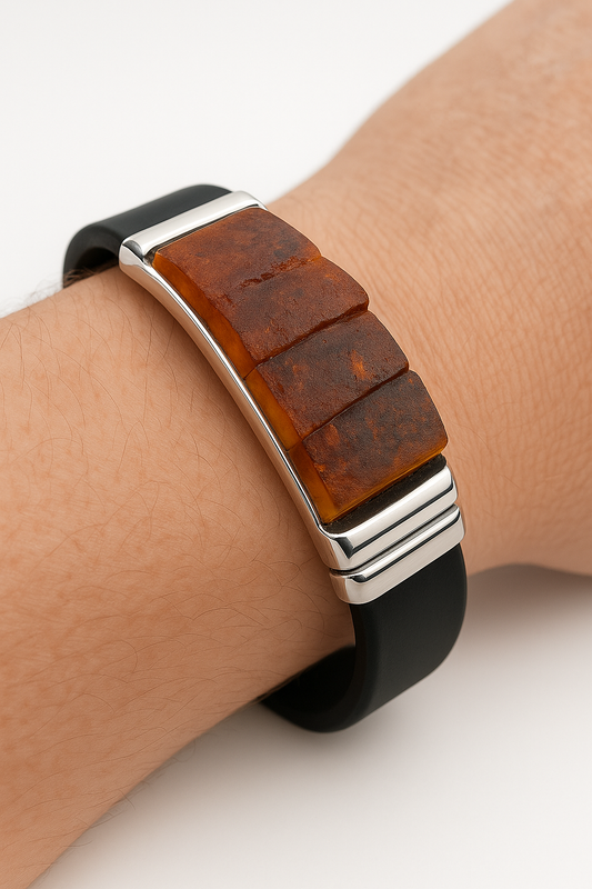 Raw Amber Men's Bracelet