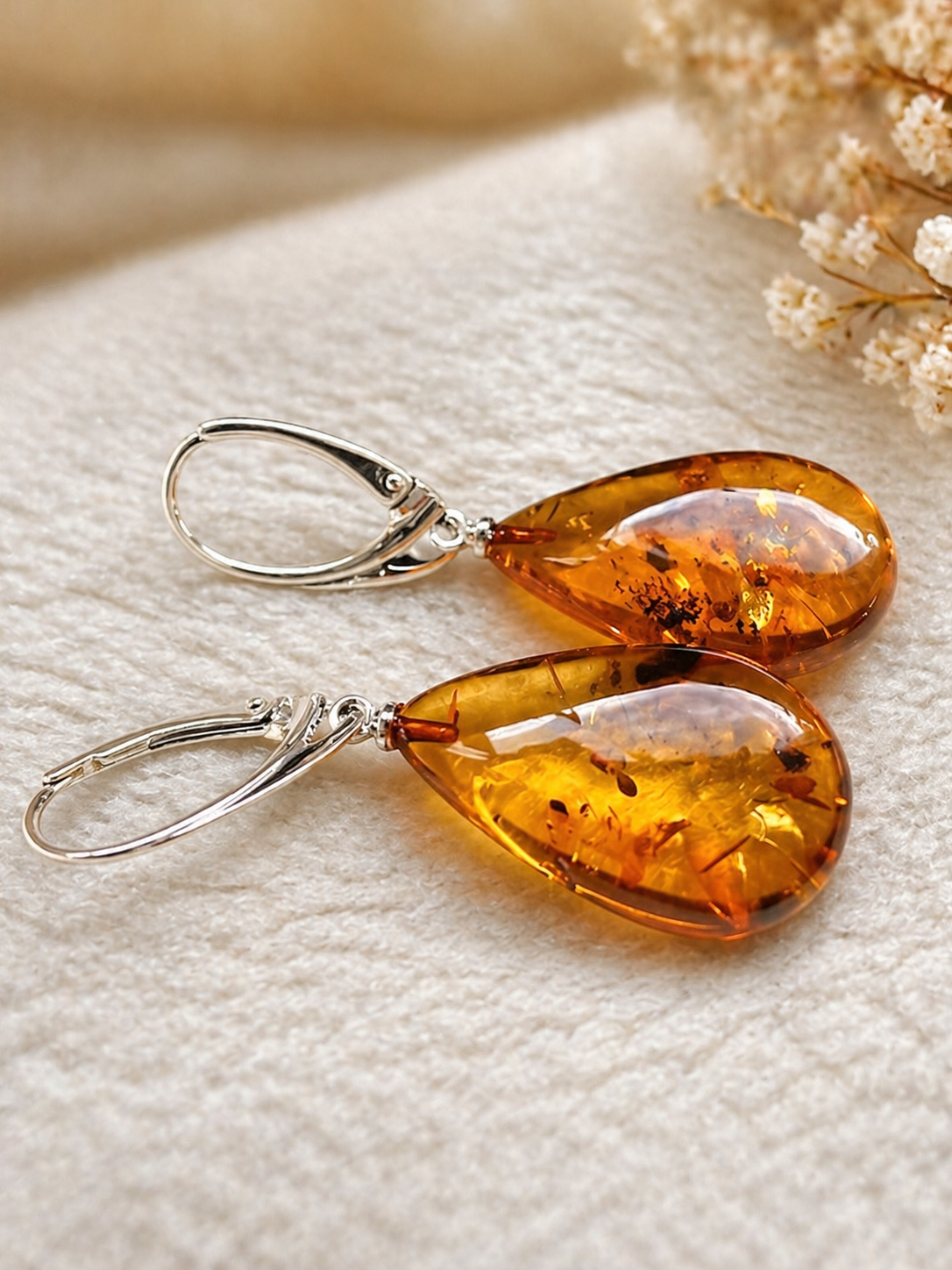 Silver Amber earrings
