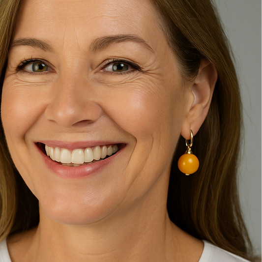 Sterling Silver Amber Balls Earrings