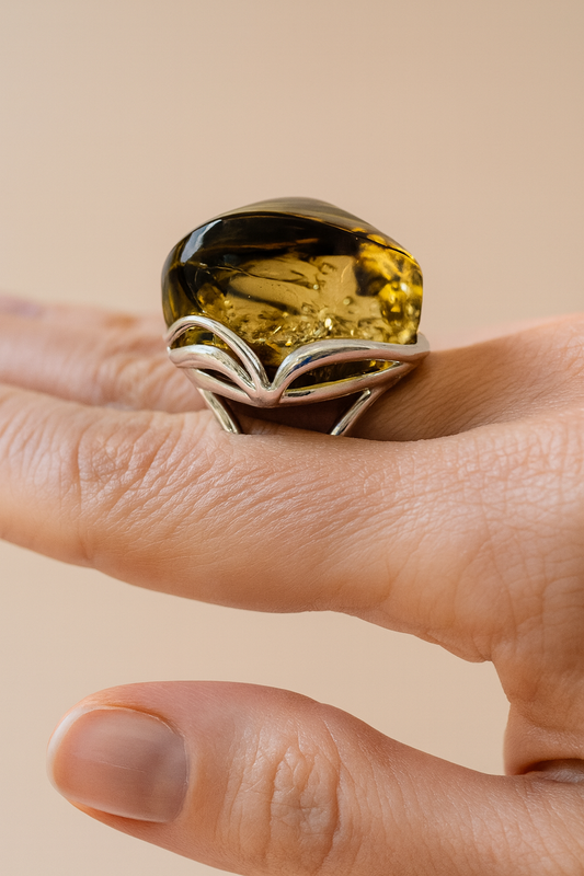 Radiance Bold: Modern Statement Amber Ring