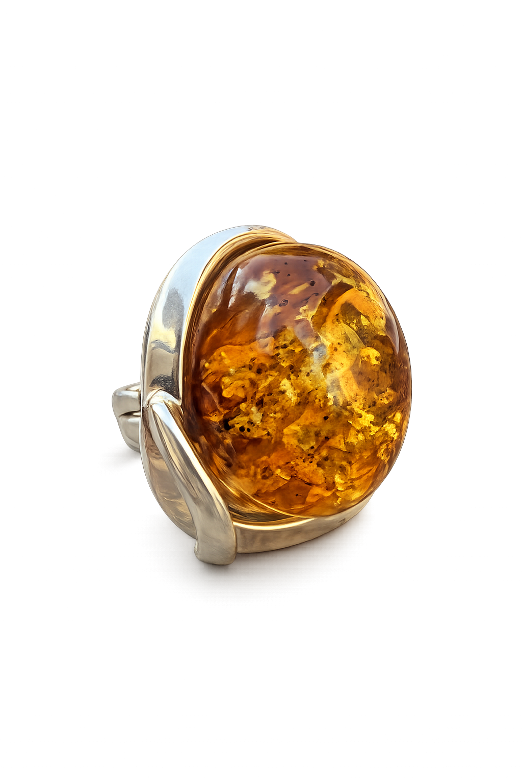 Cognac Amber stone ring