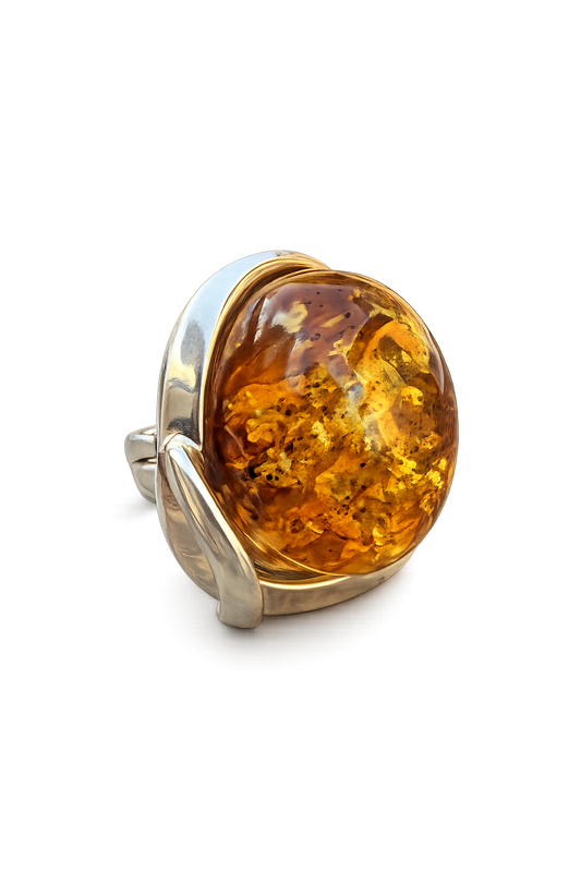 Cognac Amber stone ring
