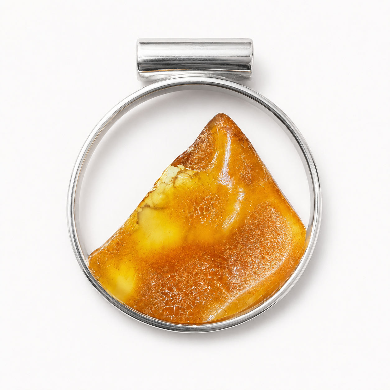 Artisan Baltic Amber Pendant in Sterling Silver