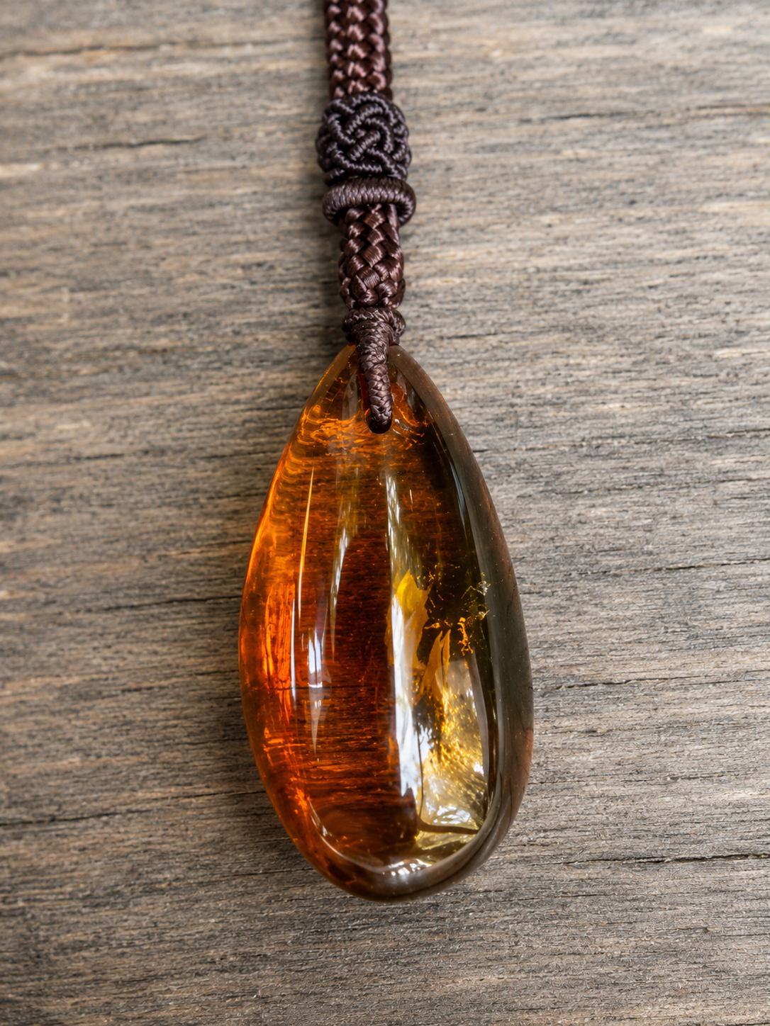 Natural Amber Good Luck Charm Pendant with insect