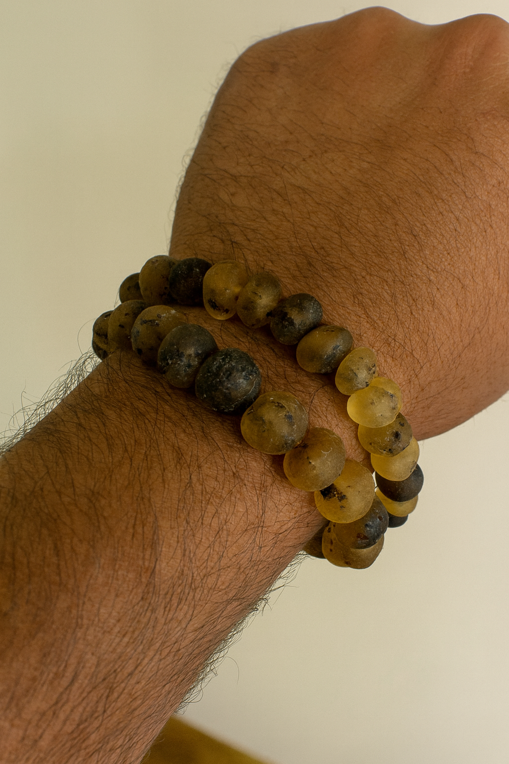 Men's Raw Green Amber Bracelet