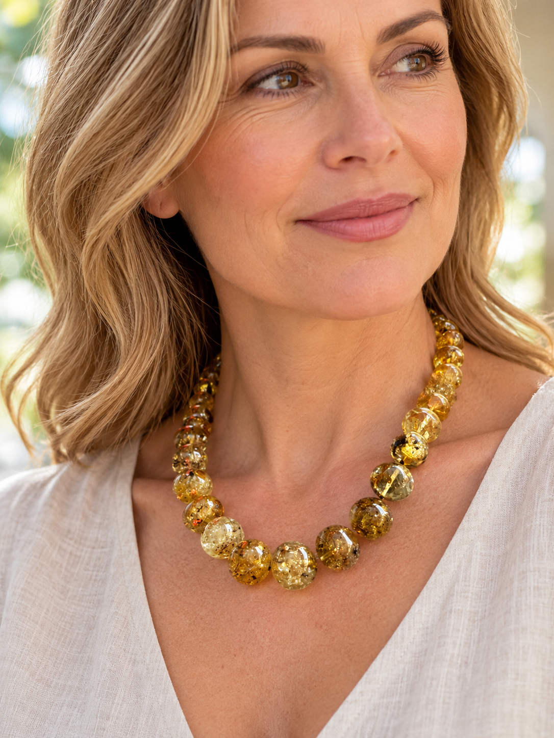 Luxury Green Baltic Amber Necklace