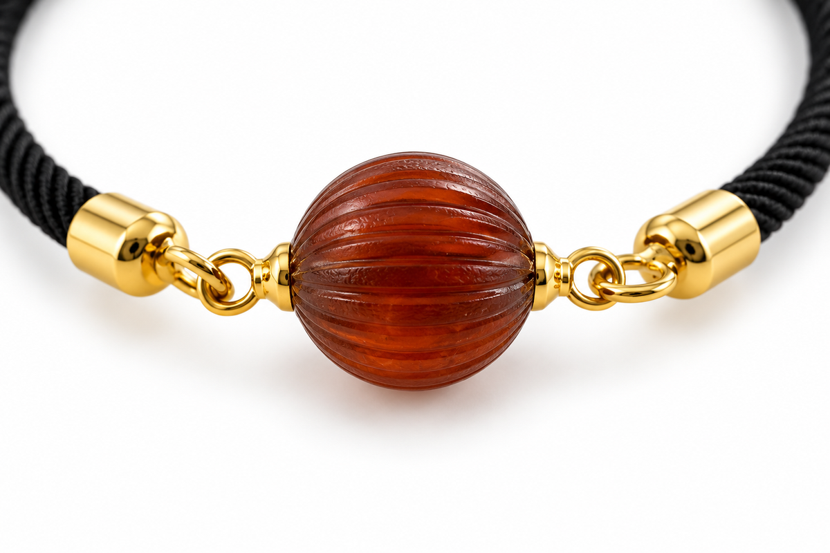 Natural Baltic Amber & Black Cord Adjustable Bracelet