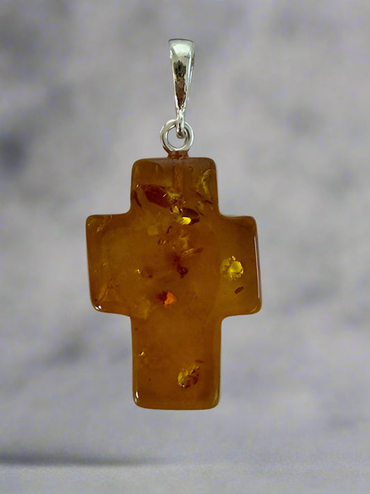 Honey Amber Cross Pendant