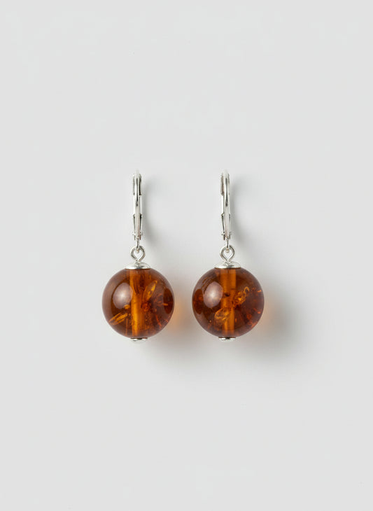 Small Silver Amber earrings