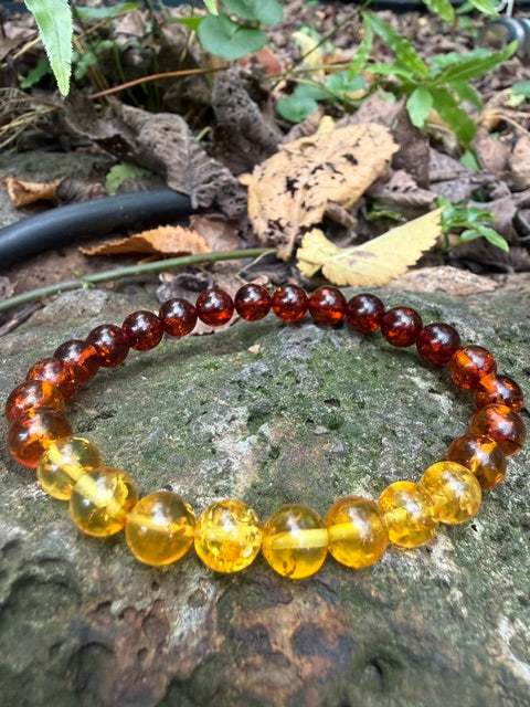 Men's Rainbow Bead Amber Bracelet