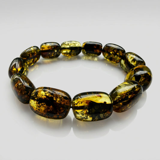 Mystic Grove: Green Amber Elegance Bracelet