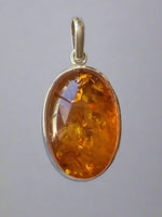 Load image into Gallery viewer, Silver Cognac Amber Pendant
