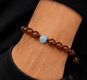 March Birthstone Amber Aquamarine Bracelet
