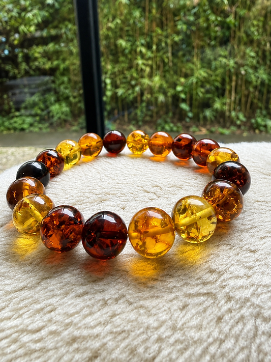 Multi Amber Bracelet 12mm – genuine Baltic amber – Amber House