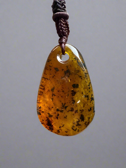 Natural Amber Good Luck Charm Pendant