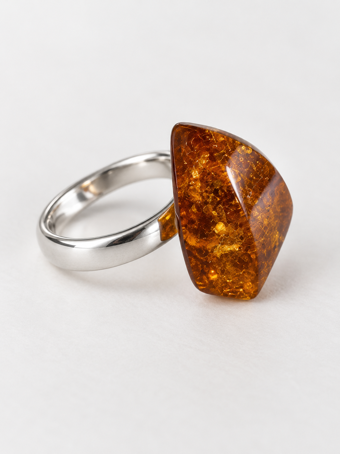 Natural Baltic Amber Ring in Sterling Silver