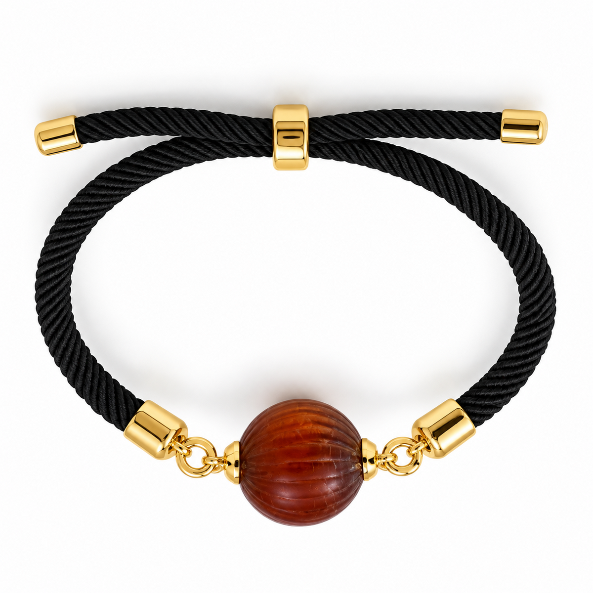 Natural Baltic Amber & Black Cord Adjustable Bracelet