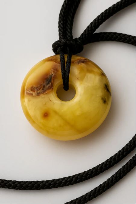 Yellow Raw Amber Donut Pendant – Prosperity Talisman