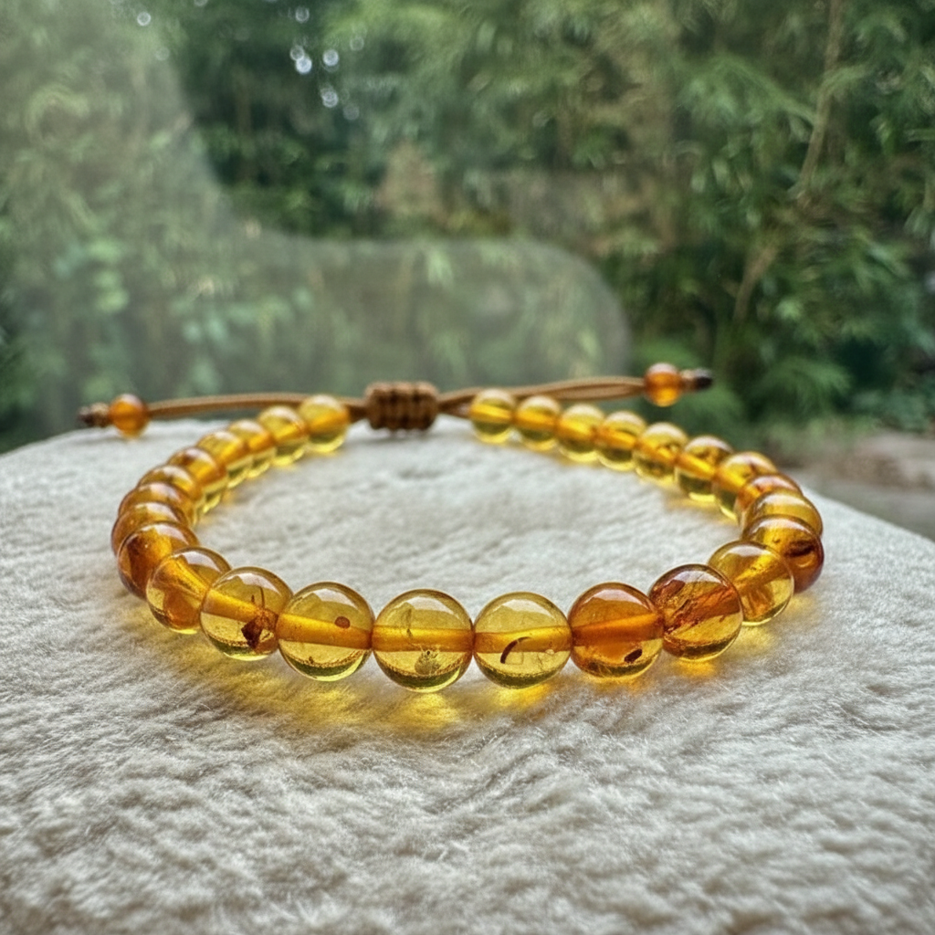 Adjustable honey amber bracelet