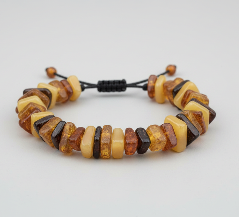 Adjustable mixed amber bracelet