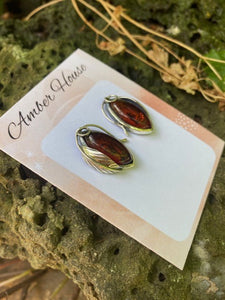 Amber Heart Earrings Studs