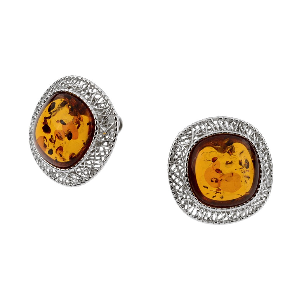 Cognac Stud Amber Earrings