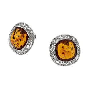 Cognac Stud Amber Earrings