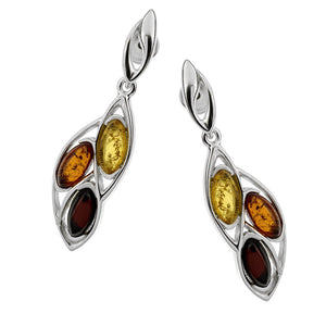 Three Stones Amber Earrings
