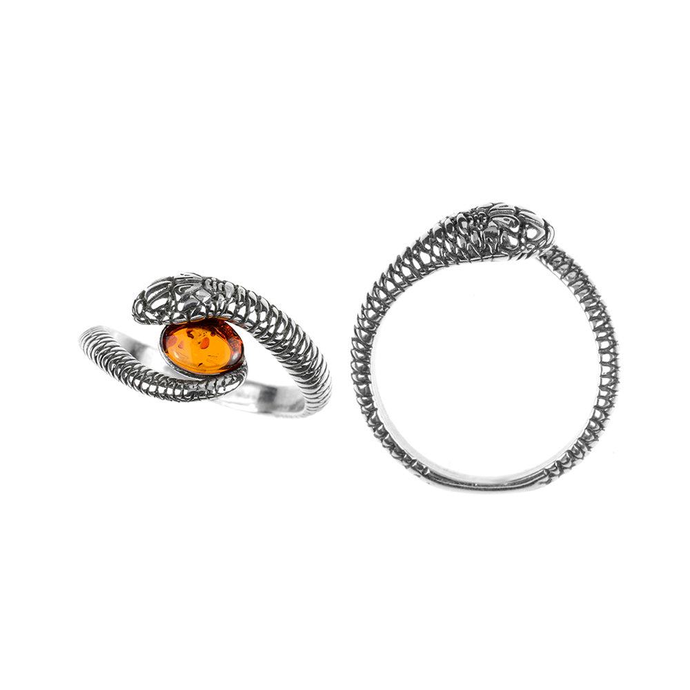 Amber silver Snake Ring