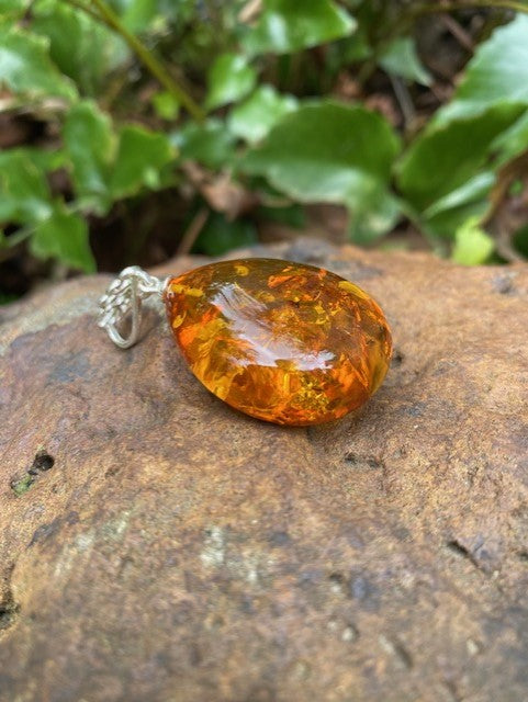 Milky Amber Pendant. Elegant pendant. Amber and gold. Designer pendant.  Artistic jewelry. Contemporary pendant. White amber pendant.