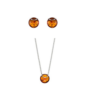 Round Cognac Amber Earrings