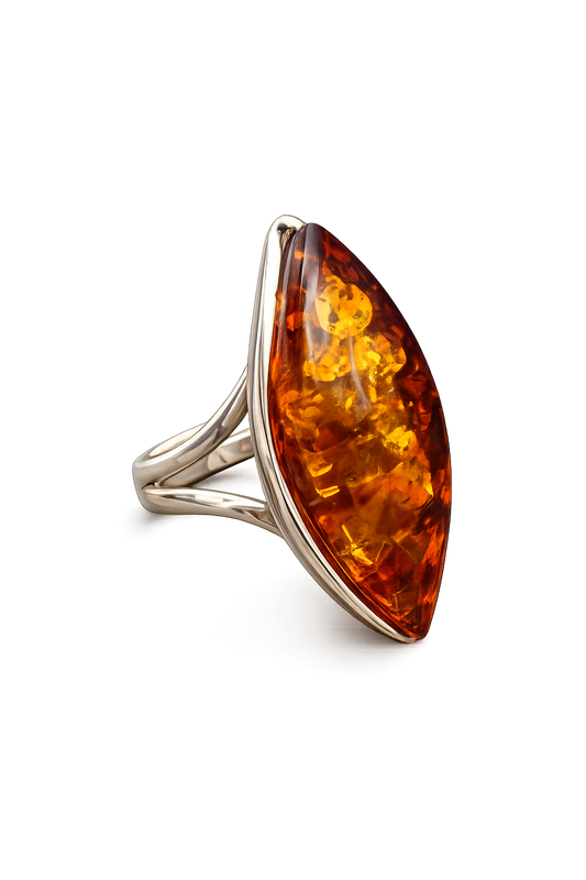 Modern Silver Amber Ring – silver amber ring – Amber House