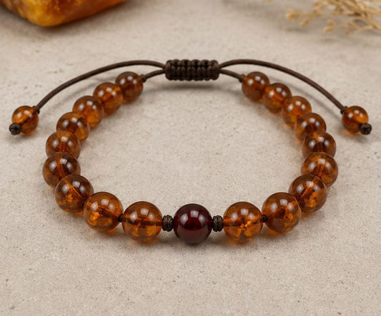 January Birthstone Amber Garnet Bracelet
