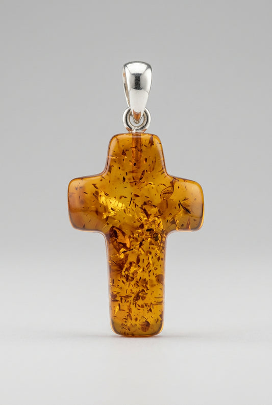 Cognac Amber Cross Pendant