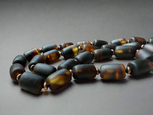 Shadowed Green in Black Amber Necklace