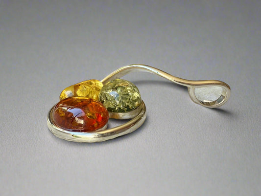Large Amber and Silver Pendant