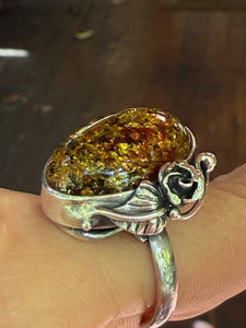 Green Amber ring