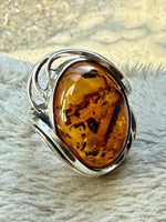 Load image into Gallery viewer, Radiance Bold: Modern Statement Amber Ring
